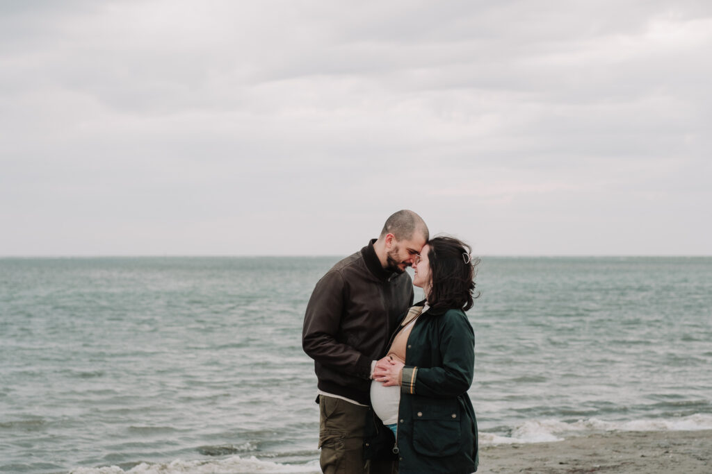 maternity - outdoor, seaside, early spring