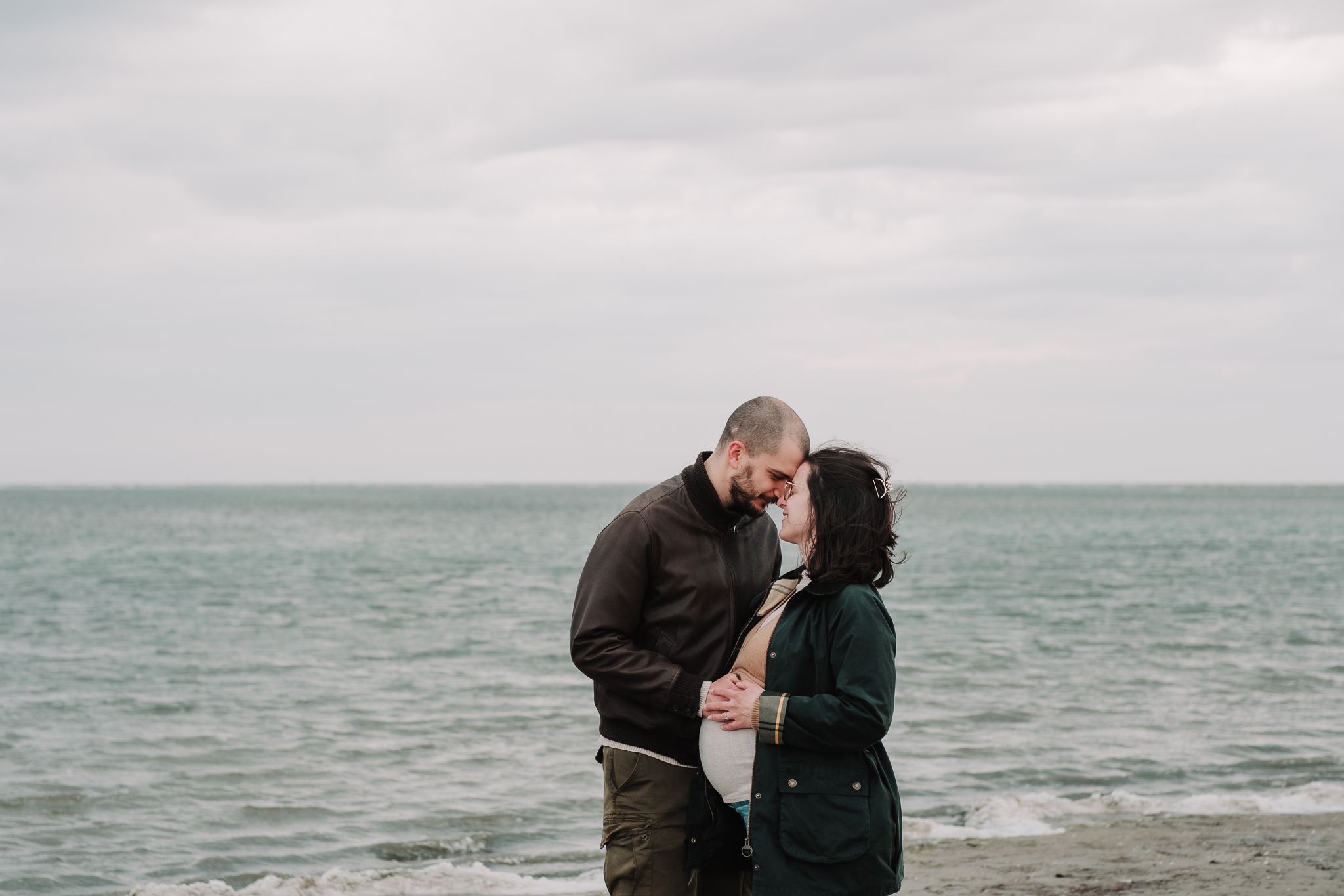 maternity - outdoor, seaside, early spring