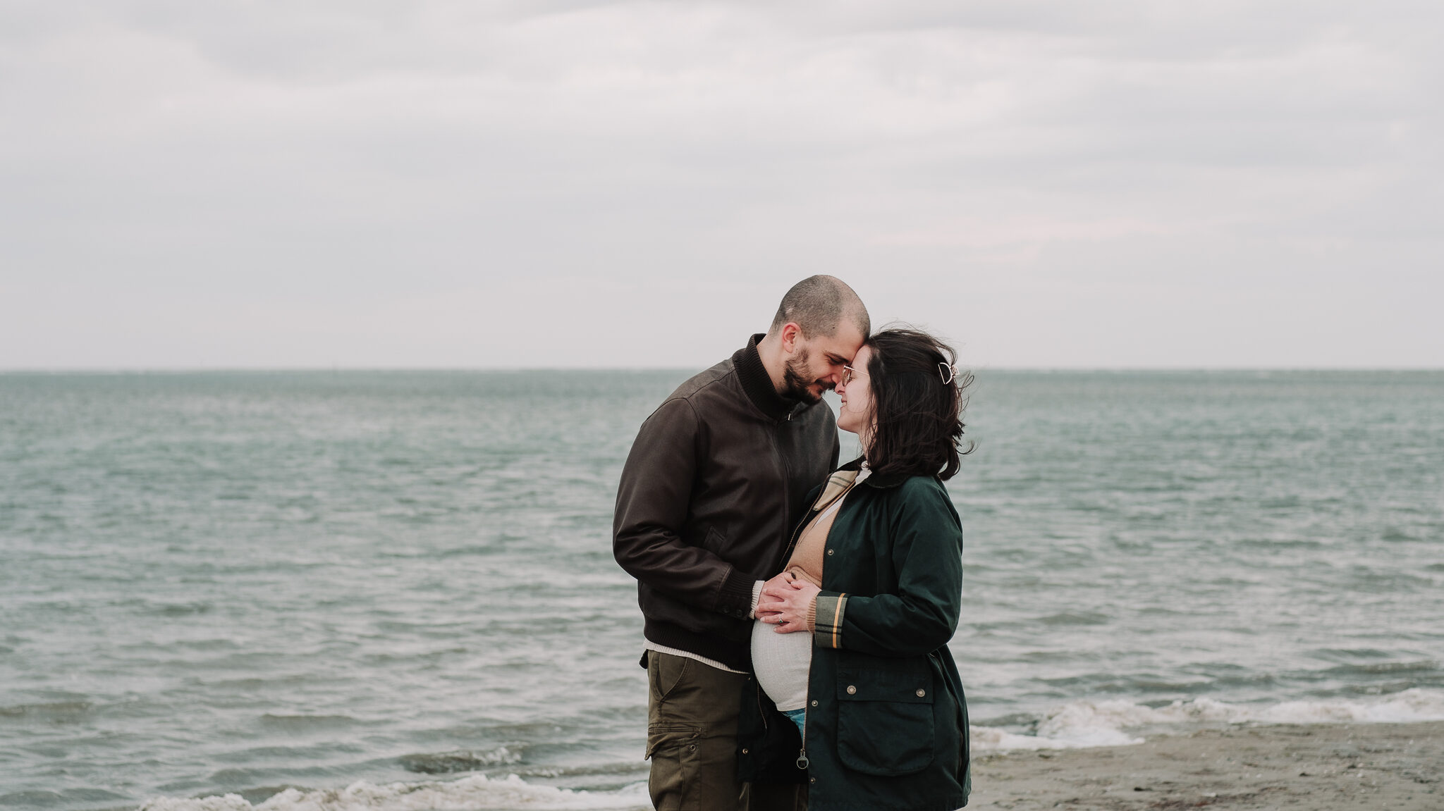 maternity - outdoor, seaside, early spring